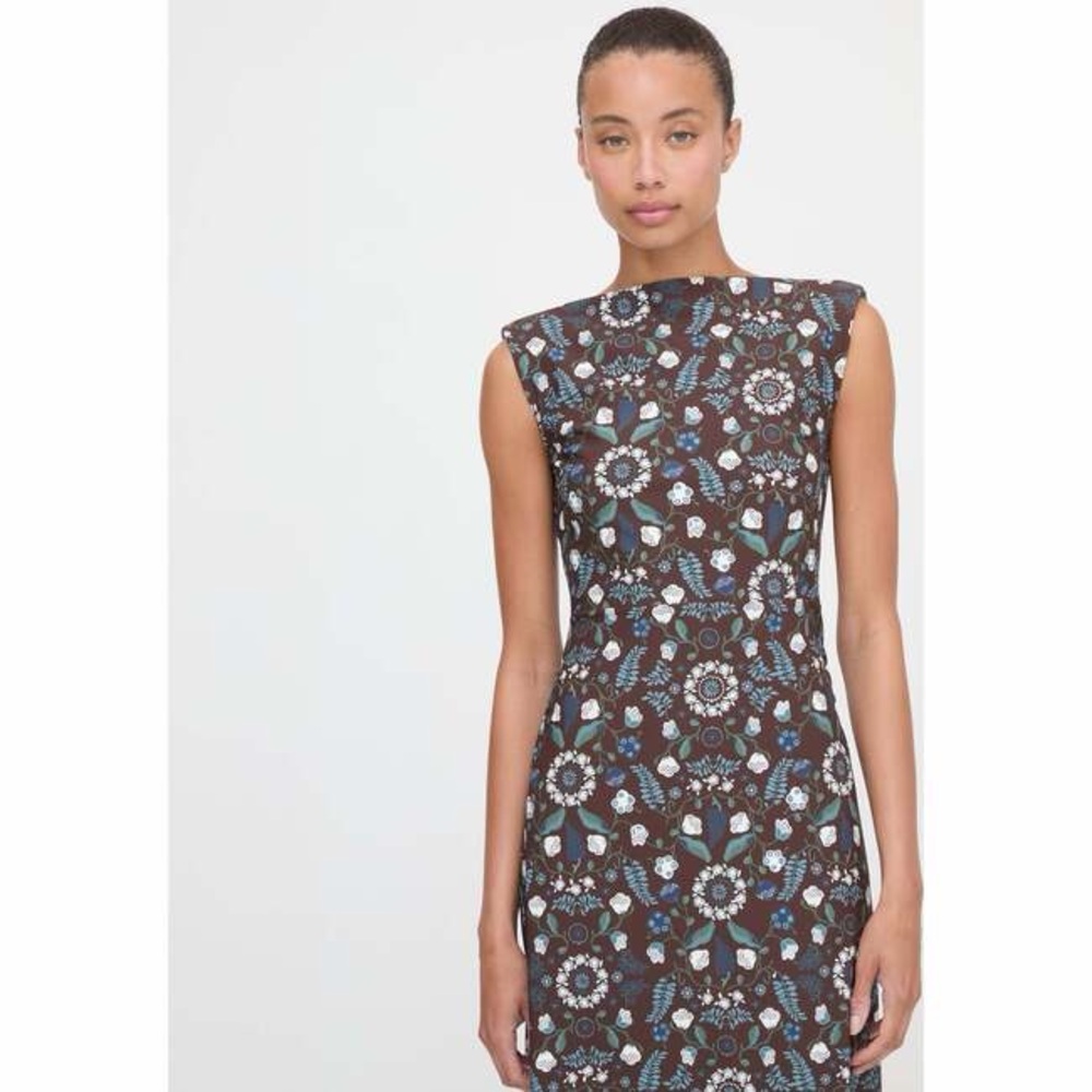 Hill House The Sloane Dress in Chocolate Swedish Floral, Size Small - Picture 2 of 12